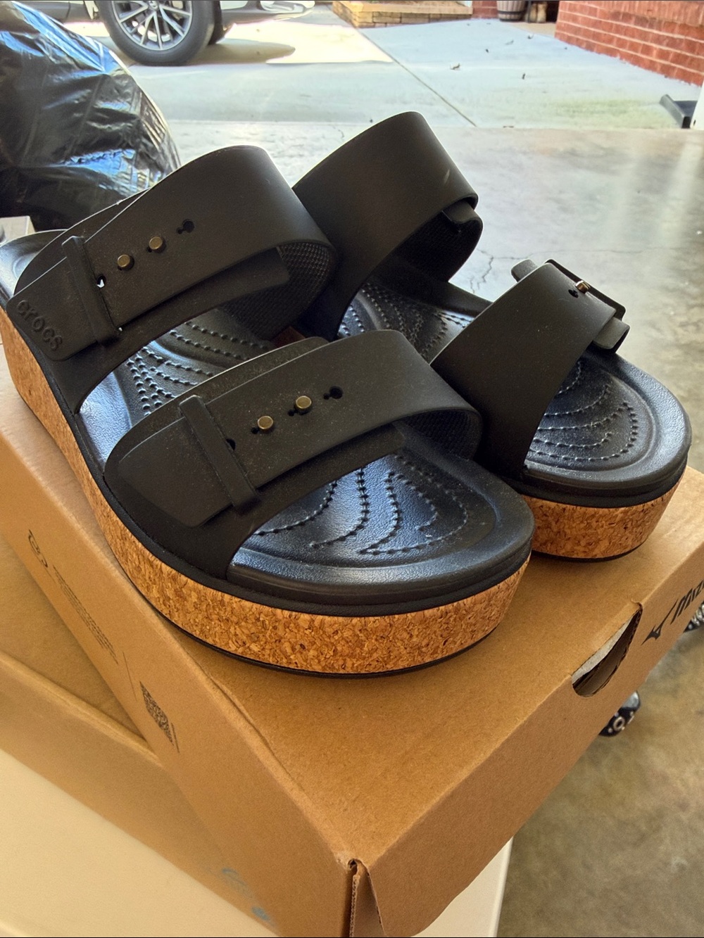 FLASH SALE | Black Cork-Platform Slide Sandals - Crocs